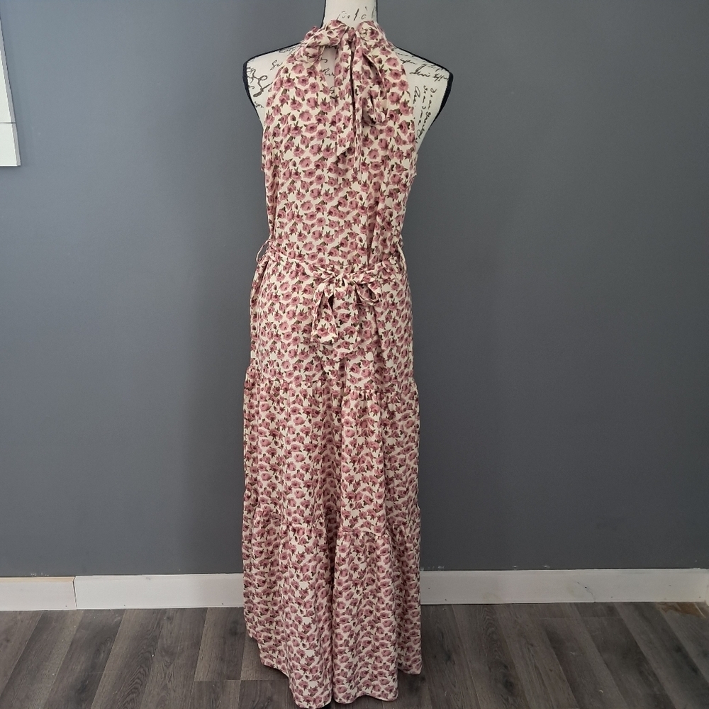 Shein Womens Floral Print Halter Tiered Dress Size Small - Picture 4 of 15